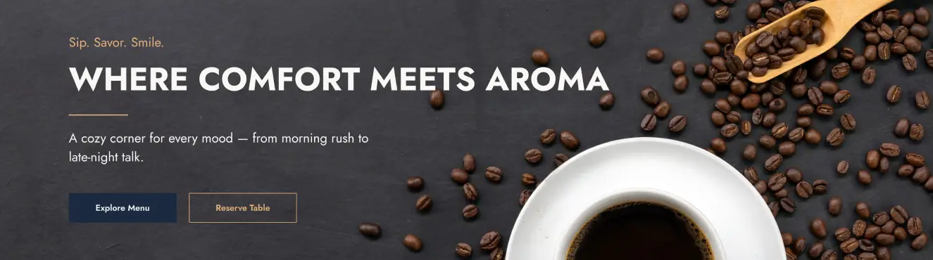 Café & Coffee Shop Website Template | Modern Responsive Template for Cafés, Coffee Shops & Roasteries