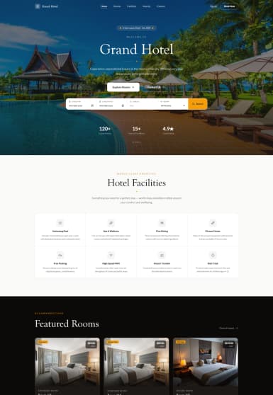 Luxury Hotel & Resort Website Template | Modern Next.js Hospitality Template for Hotels, Resorts & Booking Platforms