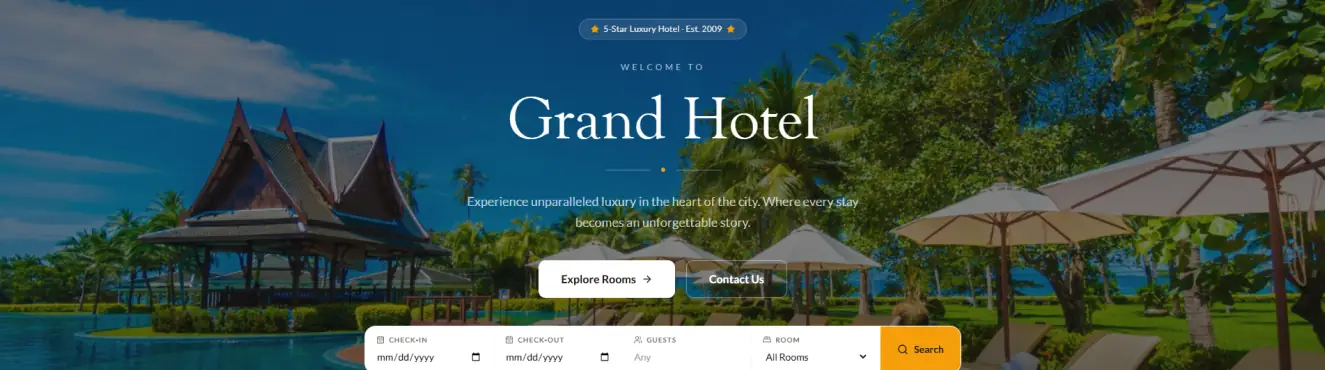 Luxury Hotel & Resort Website Template | Modern Next.js Hospitality Template for Hotels, Resorts & Booking Platforms
